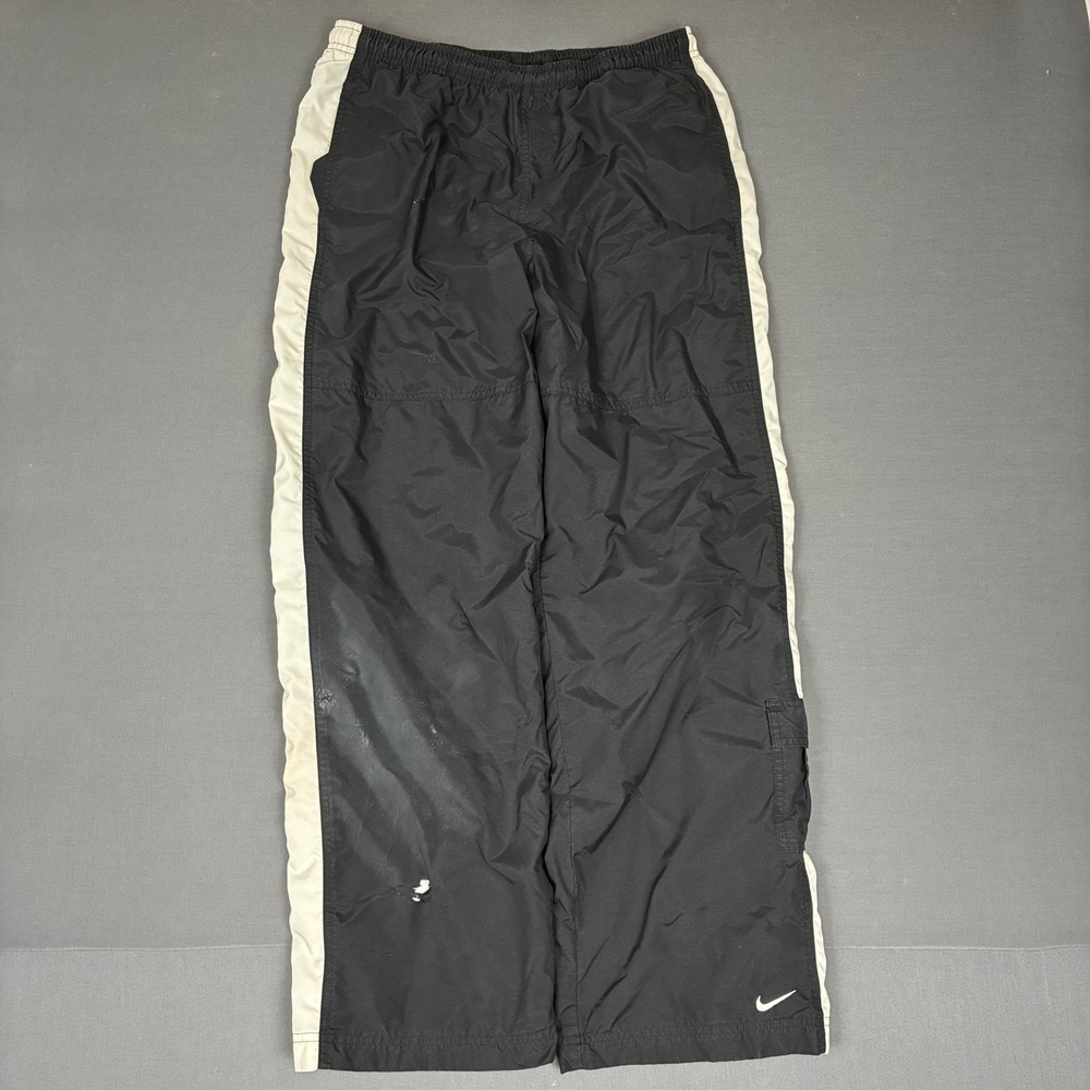 Vintage Y2K Nike Black Trackpants Men's Size Medium White Side Stripes